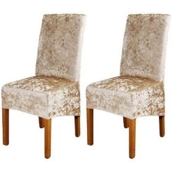 WINBO Housse De Chaise Extensible En Velours écrasé 4 Pièces, Doré