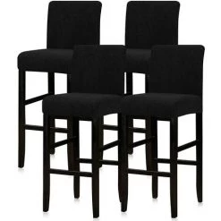 WINBO Lot De 4 Housses De Chaise Réutilisables Pour Tabouret De Bar, Noir