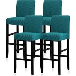WINBO Lot De 2 Housses De Chaise Réutilisables Pour Tabouret De Bar, Bleu Sarcelle Foncé