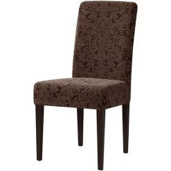 WINBO Housses De Chaise De Salle à Manger Jacquard Damassées Extensibles à Dossier Haut Pour Cuisine (4 Pièces, Marron)