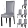 WINBO Housses De Chaise De Salle à Manger, Housse Extensible En Cuir PU Solide Imperméable Et Résistant à L'huile, 2, Gris -banc et tabouret Soldes Boutique 60289719 1