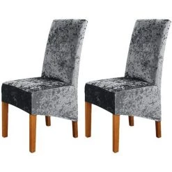 WINBO Housse De Chaise Extensible En Velours écrasé 2 Pièces, Gris