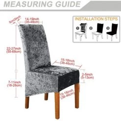 WINBO Housse De Chaise Extensible En Velours écrasé 2 Pièces, Gris -banc et tabouret Soldes Boutique 60289808 4