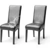 TRIOMPHE Lot De 2 Housses De Chaise Simili Cuir Imperméable Elégant Couverture De Chaise Extensible Dos Haut Salle à Manger Banquet Mariage Fête Noël Restaurant Hôtel, Noir -banc et tabouret Soldes Boutique 60576225 1