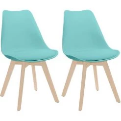 THINIA HOME Pack 2 Chaises De Salle à Manger De Style Nordique Daria 83x55x48cm Mince Maison - Turquoise