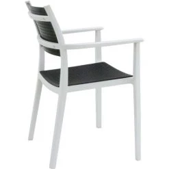 FURNMOD DESIGN YOUR SPACE Chaise Vintage Moulin XL En Rotin Synthétique | Noir -banc et tabouret Soldes Boutique 60737127 2