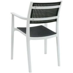 FURNMOD DESIGN YOUR SPACE Chaise Vintage Moulin XL En Rotin Synthétique | Noir -banc et tabouret Soldes Boutique 60737127 3