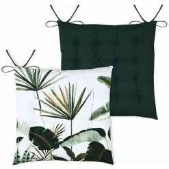 LOVELY CASA Lot De 4 Galettes De Chaise 16 Points 38x38 Topiary Coton - Vert -banc et tabouret Soldes Boutique 60742479 4