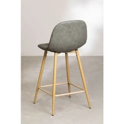 Lot De 4 Tabourets Hauts En Simili Cuir Glamm SKLUM Simili Cuir - Acier Bois Naturel Vert Kaki - ↑65 Cm Bois Naturel Vert Kaki -banc et tabouret Soldes Boutique 60772445 3