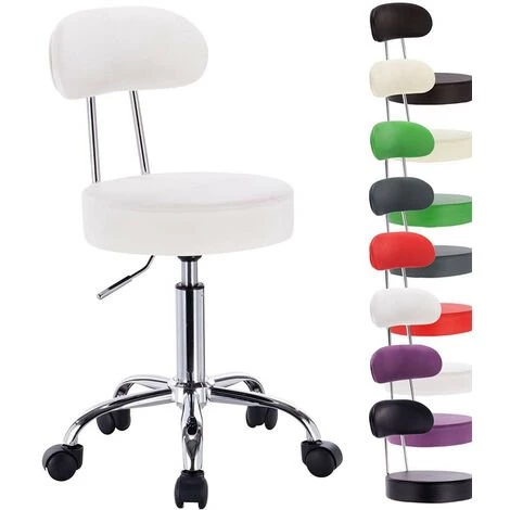 NOVA Tabouret Pivotant De Chaise De Bureau Avec Dossier élevé En Différentes Couleurs Couleur : BLANCHE 3 NOVA Tabouret Pivotant De Chaise De Bureau Avec Dossier élevé En Différentes Couleurs Couleur : BLANCHE