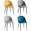 HOMCOM Chaises De Visiteur Design Scandinave - Lot De 4 Chaises - Velours Gris Bleu Canard Moutarde - Multicolore