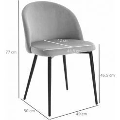 HOMCOM Chaises De Visiteur Design Scandinave - Lot De 4 Chaises - Velours Gris Bleu Canard Moutarde - Multicolore -banc et tabouret Soldes Boutique 60940568 3