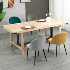 HOMCOM Chaises De Visiteur Design Scandinave - Lot De 4 Chaises - Velours Gris Bleu Canard Moutarde - Multicolore -banc et tabouret Soldes Boutique 60940568 4
