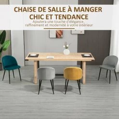 HOMCOM Chaises De Visiteur Design Scandinave - Lot De 4 Chaises - Velours Gris Bleu Canard Moutarde - Multicolore -banc et tabouret Soldes Boutique 60940568 5