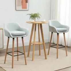 HOMCOM Tabourets De Bar Design Scandinave - Lot De 2 Tabourets De Bar Grand Confort Avec Repose-pieds Et Accoudoirs - Bois De Hêtre Lin Bleu Grisé - Bleu 10 HOMCOM Tabourets De Bar Design Scandinave - Lot De 2 Tabourets De Bar Grand Confort Avec Repose-pieds Et Accoudoirs - Bois De Hêtre Lin Bleu Grisé - Bleu -banc et tabouret Soldes Boutique 60940571 4