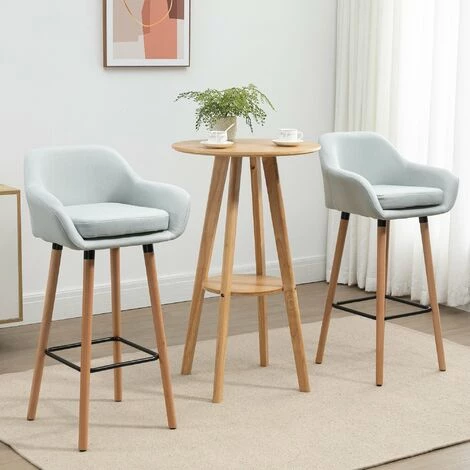 HOMCOM Tabourets De Bar Design Scandinave - Lot De 2 Tabourets De Bar Grand Confort Avec Repose-pieds Et Accoudoirs - Bois De Hêtre Lin Bleu Grisé - Bleu 6 HOMCOM Tabourets De Bar Design Scandinave - Lot De 2 Tabourets De Bar Grand Confort Avec Repose-pieds Et Accoudoirs - Bois De Hêtre Lin Bleu Grisé - Bleu – Image 4