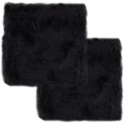 FIMEI Coussins De Chaise 2 Pcs Gris Foncé 40x40 Cm Mouton Véritable