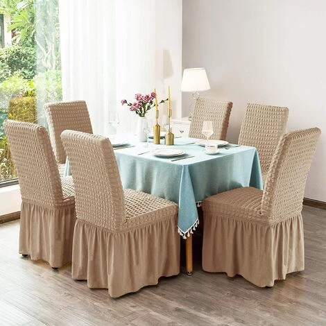 MACARON Housse De Chaise De Salle à Manger Extensible Universelle Avec Jupe, Protecteur De Meubles Amovible Lavable Pour Accueil Cérémonie Banquet Fête De Mariage Housse De Chaise Mariage (2 Pièces, Avoine)LO-Ron 7 MACARON Housse De Chaise De Salle à Manger Extensible Universelle Avec Jupe, Protecteur De Meubles Amovible Lavable Pour Accueil Cérémonie Banquet Fête De Mariage Housse De Chaise Mariage (2 Pièces, Avoine)LO-Ron – Image 5