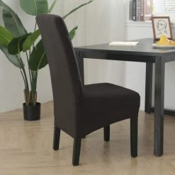 MACARON Housse De Chaise Salle à Manger Housse De Chaise Mariage Maison Bureau Housse De Chaise Mariage Housse Chaise Haute Extensible Universelle Moderne Lavable Protection Chaise 4 PCS LO-Ron -banc et tabouret Soldes Boutique 61047686 4