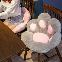 EINEMGELD Coussin De Chaise Avec Dossier Siège, Coussin De Bureau Mignon Et Chaud, Coussin De Patte De Chat, Coussin Pour Chaise Chaude Et Douce, Coussin Patte De Chat,Coussin De Siège Chaud Confortable(gris) -banc et tabouret Soldes Boutique 61084326 3