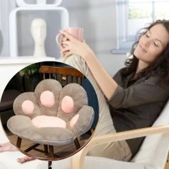 EINEMGELD Coussin De Chaise Avec Dossier Siège, Coussin De Bureau Mignon Et Chaud, Coussin De Patte De Chat, Coussin Pour Chaise Chaude Et Douce, Coussin Patte De Chat,Coussin De Siège Chaud Confortable(gris) -banc et tabouret Soldes Boutique 61084326 4