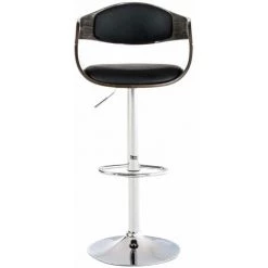 NOVA Bar Pivotante Tabouret De Rétros En Cuir écologique Et Bois Réglable Diverses Couleurs Couleur : Noir Et Gris -banc et tabouret Soldes Boutique 61089770 2