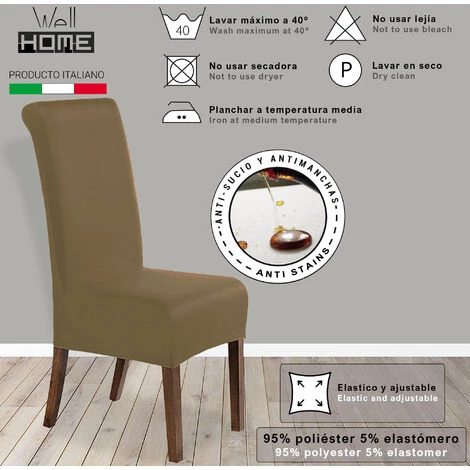 WELLHOME 2 Couvercles De Chaise Ensemble Avec Un Dossier Anti-réprimande Alba Crème 4 WELLHOME 2 Couvercles De Chaise Ensemble Avec Un Dossier Anti-réprimande Alba Crème – Image 2