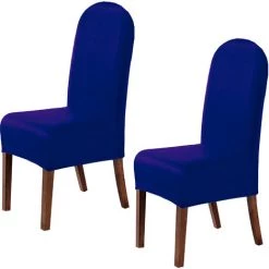 WELLHOME Ensemble De 2 Couvercles De Chaise Avec Dossier Arrière Rond Alba Blue