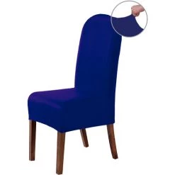 WELLHOME Ensemble De 2 Couvercles De Chaise Avec Dossier Arrière Rond Alba Blue -banc et tabouret Soldes Boutique 61259012 5