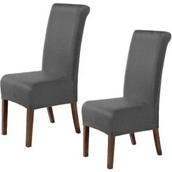 WELLHOME 2 Couvertures De Chaise Ensemble Avec Un Support Anti-alba Gris