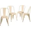 THINIA HOME Pack 4 Chaises Industrielles Strong 44x43x84cm Mince Home - Beige -banc et tabouret Soldes Boutique 61272027 1
