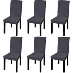SUPERMARKET Housse De Chaise Droite Extensible 6 Pcs Anthracite