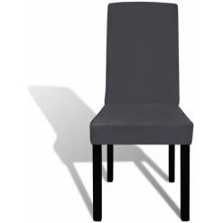 SUPERMARKET Housse De Chaise Droite Extensible 6 Pcs Anthracite -banc et tabouret Soldes Boutique 61303198 3