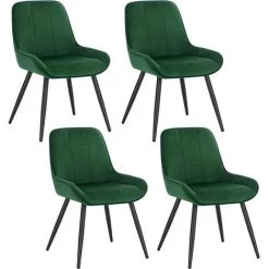 WOLTU Chaises De Salle à Manger Lot De 4. Chaises Relaxantes En Velours. Ergonomiques Avec Dossier. Vert Foncé BH331dgn-4