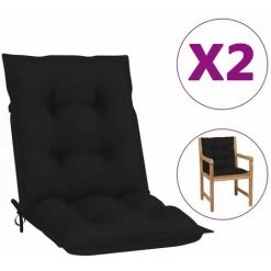FIMEI Coussins De Chaise De Jardin 2 Pcs Noir 100x50x7 Cm