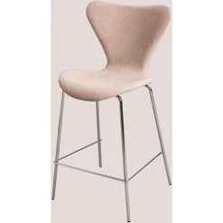 Tabouret Haut En Tissu Uit SKLUM Polyester - Fer Gris Chromé - Nu Brun Pâle ↑66 Cm Gris Chromé