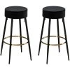 VENTE-UNIQUE.COM Lot De 2 Tabourets De Bar - Velours Et Acier - Noir - BELINIO - Noir -banc et tabouret Soldes Boutique 61510501 1