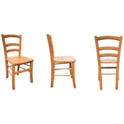 OKAFFAREFATTO Chaise Venezia En Bois Avec Assise En Merisier Massif -banc et tabouret Soldes Boutique 61572868 3