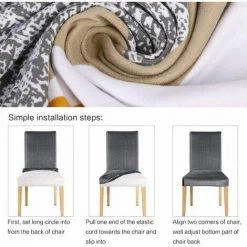 DECKON Housse De Chaise Extensible Imprimé Couverture De Chaise Pour Salle à Manger Amovible Lavable Revêtement De Chaisepour Bouquet Maison Hotel Mariage Réunion（Jaune, 4 Pieces） -banc et tabouret Soldes Boutique 61651810 3