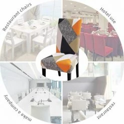 DECKON Housse De Chaise Extensible Imprimé Couverture De Chaise Pour Salle à Manger Amovible Lavable Revêtement De Chaisepour Bouquet Maison Hotel Mariage Réunion（Jaune, 4 Pieces） -banc et tabouret Soldes Boutique 61651810 5