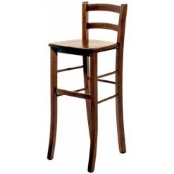 OKAFFAREFATTO Tabouret De Bar Avec Dossier H 80cm Avec Assise En Bois Massif De Noyer Foncé -banc et tabouret Soldes Boutique 61657327 4