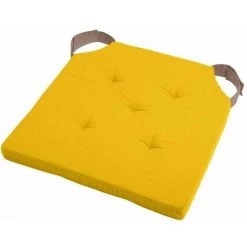 RETRO Coussin De Chaise Jaune Et Taupe 38 X 38 Cm