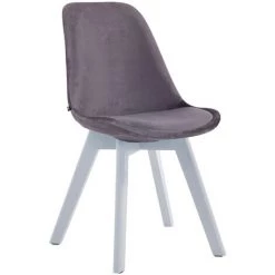 CLP Lot De 4 Chaises De Salle à Manger Borneo V2 En Velours Gris Foncé Blanc -banc et tabouret Soldes Boutique 62118370 2
