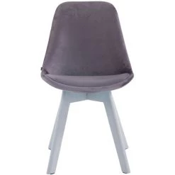 CLP Lot De 4 Chaises De Salle à Manger Borneo V2 En Velours Gris Foncé Blanc -banc et tabouret Soldes Boutique 62118370 3