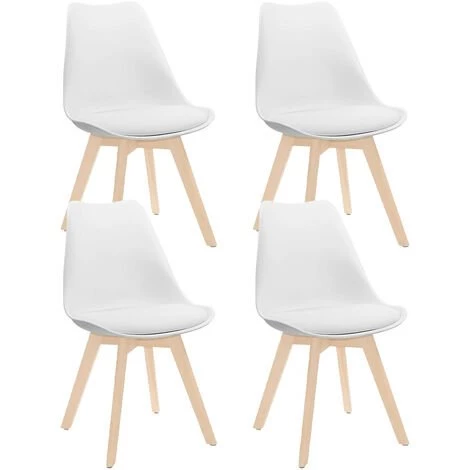THINIA HOME Pack 4 Salles à Manger De Style Nordique Daria 83x55x48cm Mince Maison - Blanc 3 THINIA HOME Pack 4 Salles à Manger De Style Nordique Daria 83x55x48cm Mince Maison - Blanc