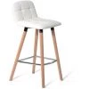 BENOBBY KIDS Ensemble De 2 Tabourets De Bar En PU Pieds En Bois Avec Dossier + Repose-pieds Chaise De Cuisine Chaise ，haute Pour Petit Déjeuner ， Repose-Pieds Tabouret De Bar ，Chaise Repose-Pieds， Dossie ，（Blanc）