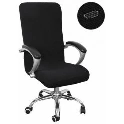 SINCèREETALI Housse De Siège D'ordinateur De Bureau Extensible Et Durable En Forme De Noyau De Ma?s En Tissu Noir ((57-65CM) Taille M)
