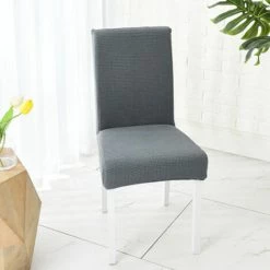 Deckon 4 Pack Super Fit Stretch Amovible Lavable Courte Chaise De Salle À Manger Housse De Protection Housse De Siège Pour Hôtel, Salle À Manger, Cérémonie, Banquet De Mariage -banc et tabouret Soldes Boutique 63568666 3