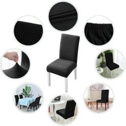 EINFEBEN 4X Housses De Chaise Housse De Chaise Universelle étanche Balançoire Chaises Housse De Chaise Protecteur Fête Noir - Noir -banc et tabouret Soldes Boutique 63580921 5