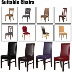 DENUOTOP Chaise 2 Pieces Une Piece En Cuir PU Extensible Chaise De Salle A Manger Housses De Siege Arriere Etanche A L'huile Etanche A La Poussiere Chaise De Ceremonie Housses Protecteurs-marron,modele:Marron -banc et tabouret Soldes Boutique 63626326 2